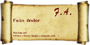 Fein Andor névjegykártya